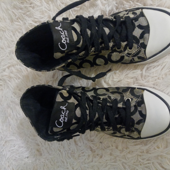 Coach Brownand Tan Patterned Sneakers - Picture 1 of 10